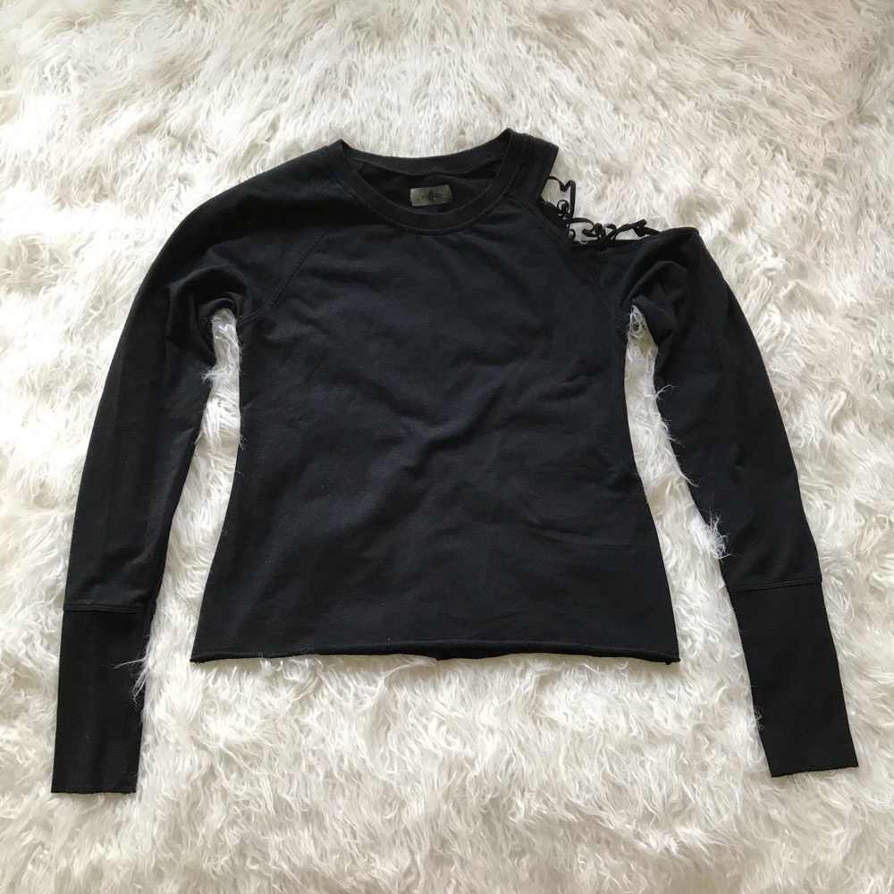 SUNDAYS NYC‎ TERRY CLOTH EXPOSED SHOULDER SWEATSHIR